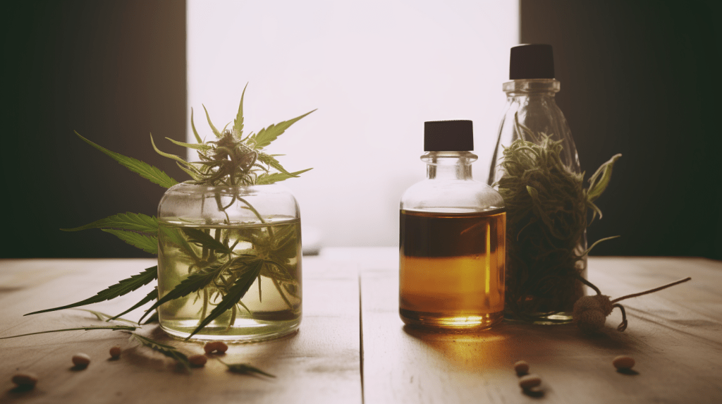 cannabis displays on a table