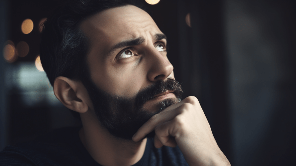 a man with curious face