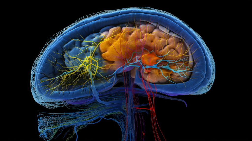 3D brain illustration showing neural connections