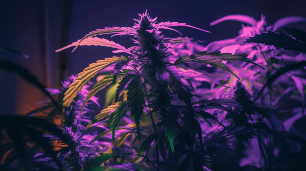 cannabis plants at night